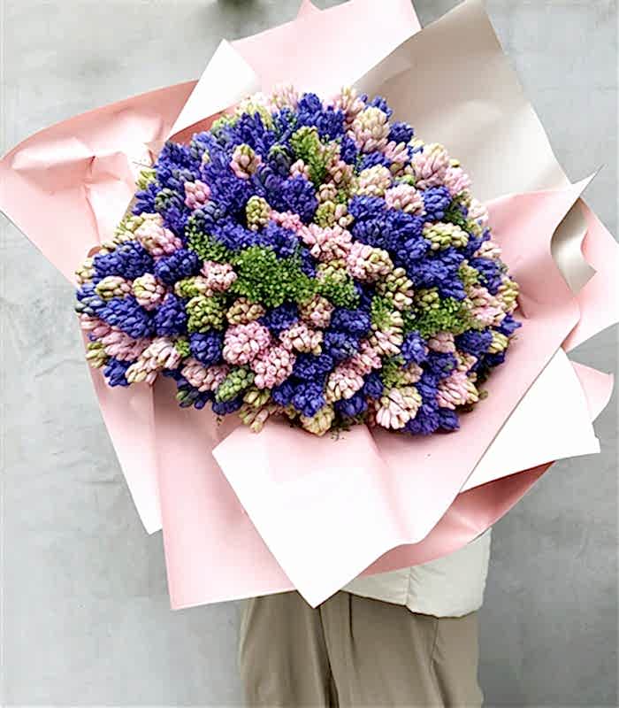 200 Rengarenk Sümbül Bahçesi Buketi Royal Deluxe