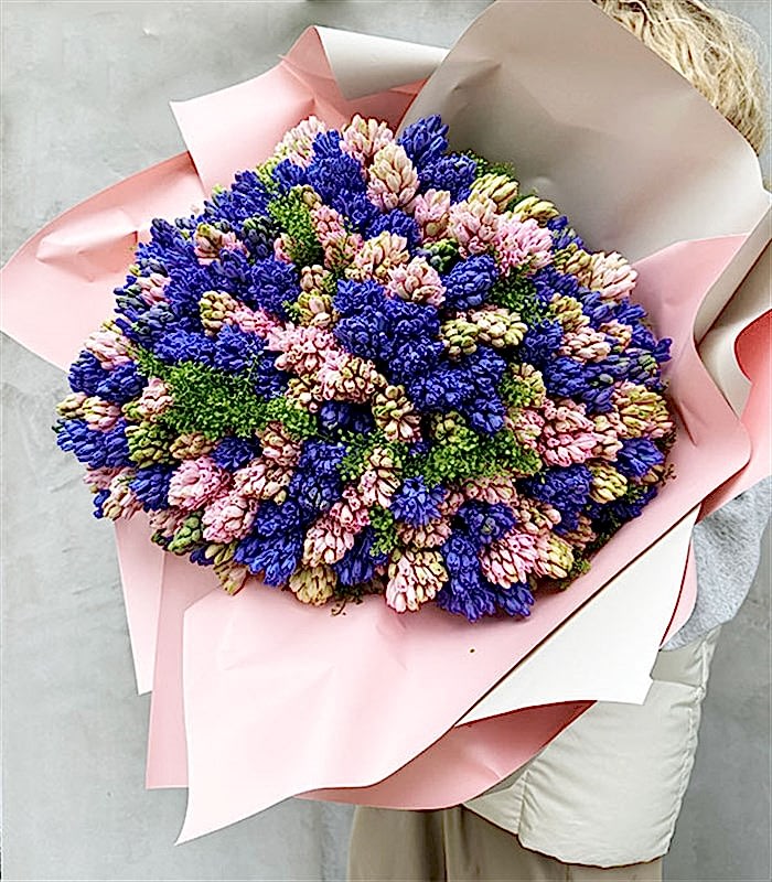 200 Rengarenk Sümbül Bahçesi Buketi Royal Deluxe