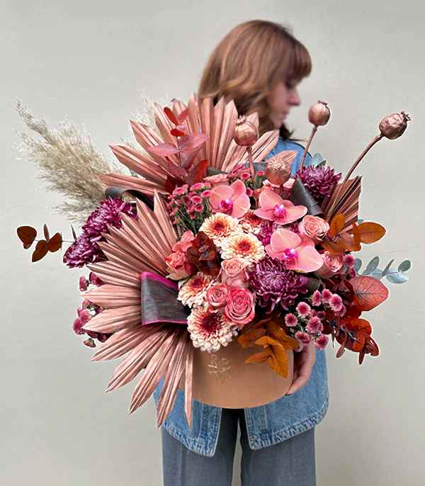 Alegra Toffee Kutuda Cappucino Bordo Sonbahar Aranjmanı