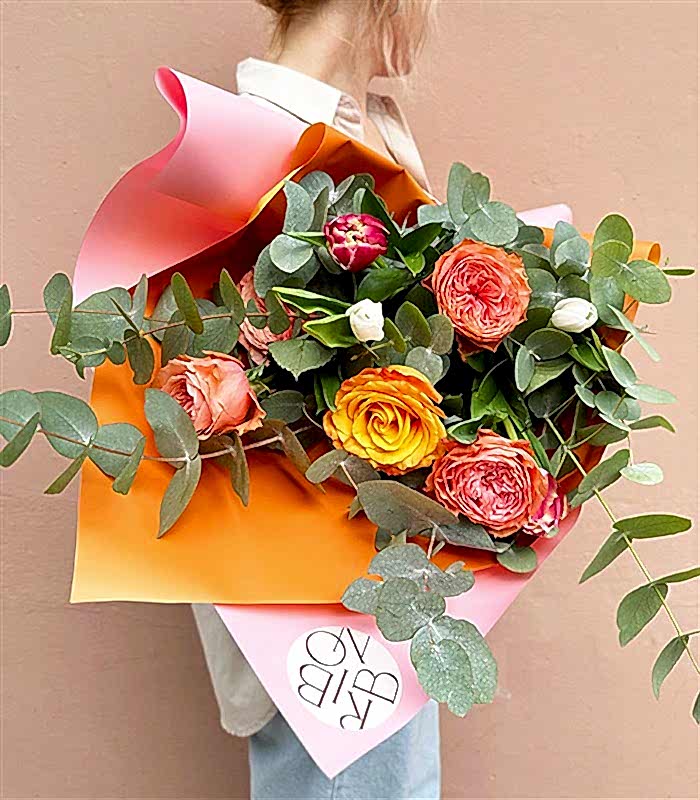 Alice in Rüyası Mini Buketi Pembe Somon Turuncu