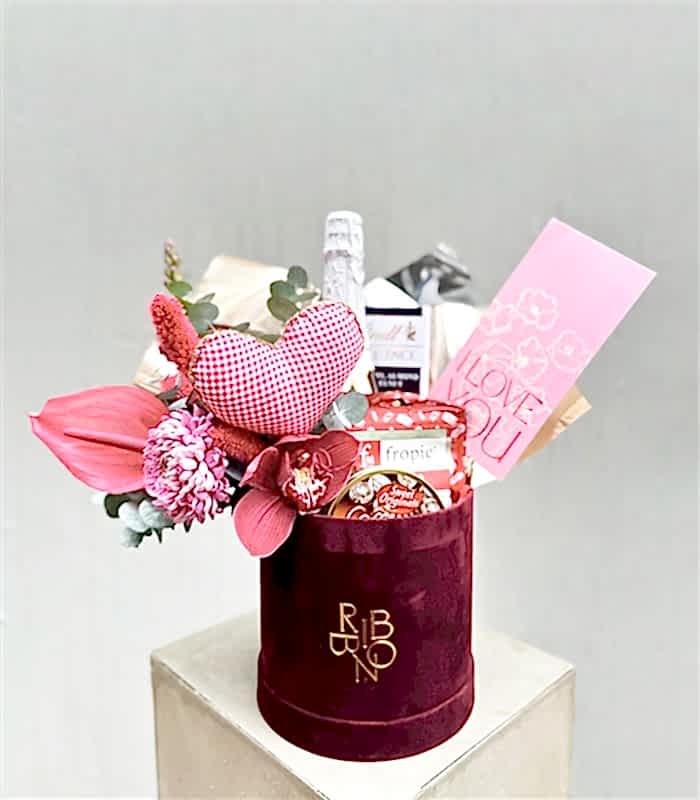 Alkolsüz Şampanyalı Kutlama Hediye Kutusu Bordo