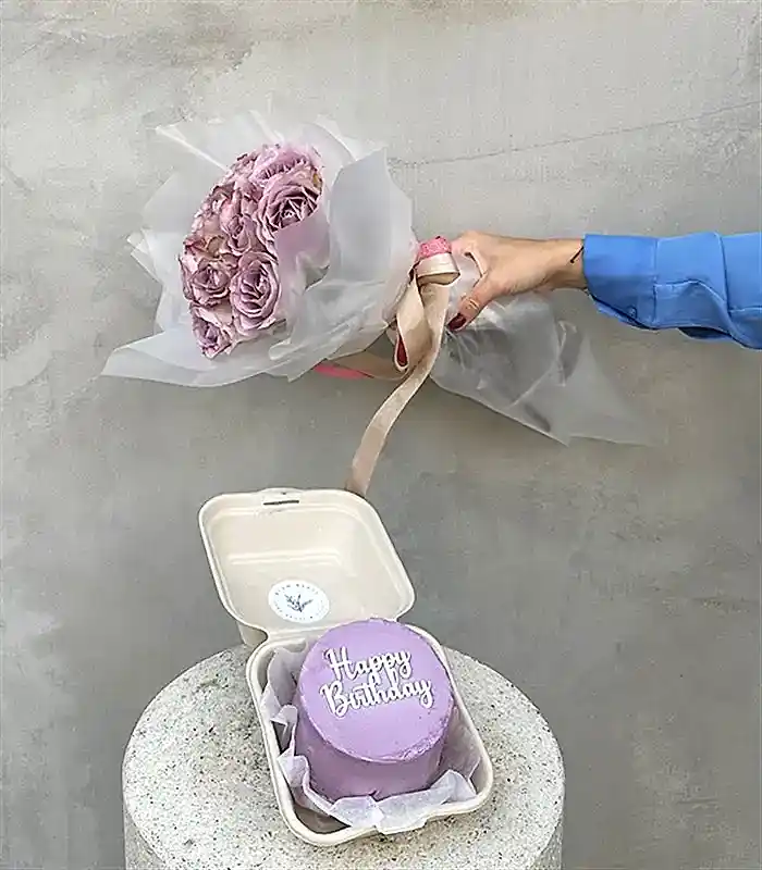 Beam Bakes Lila Happy Birthday Pasta Balon Çiçek Doğum Günü Tebriği Seti