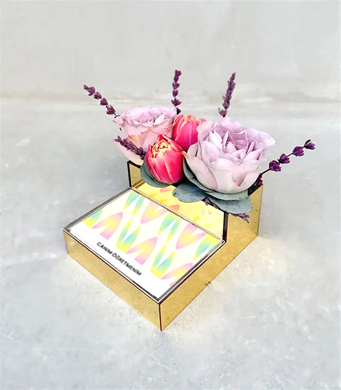 Canım Öğretmenim Pembe Lila Çikolata Mini Tepsi