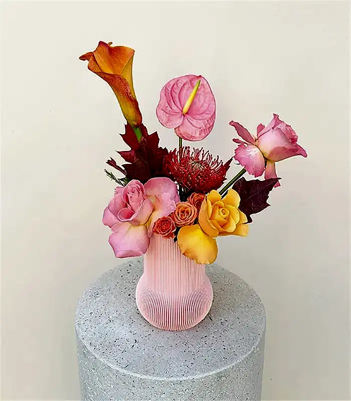 Cape Town Pembe 3D Printed Vazoda Sonbahar Aranjmanı