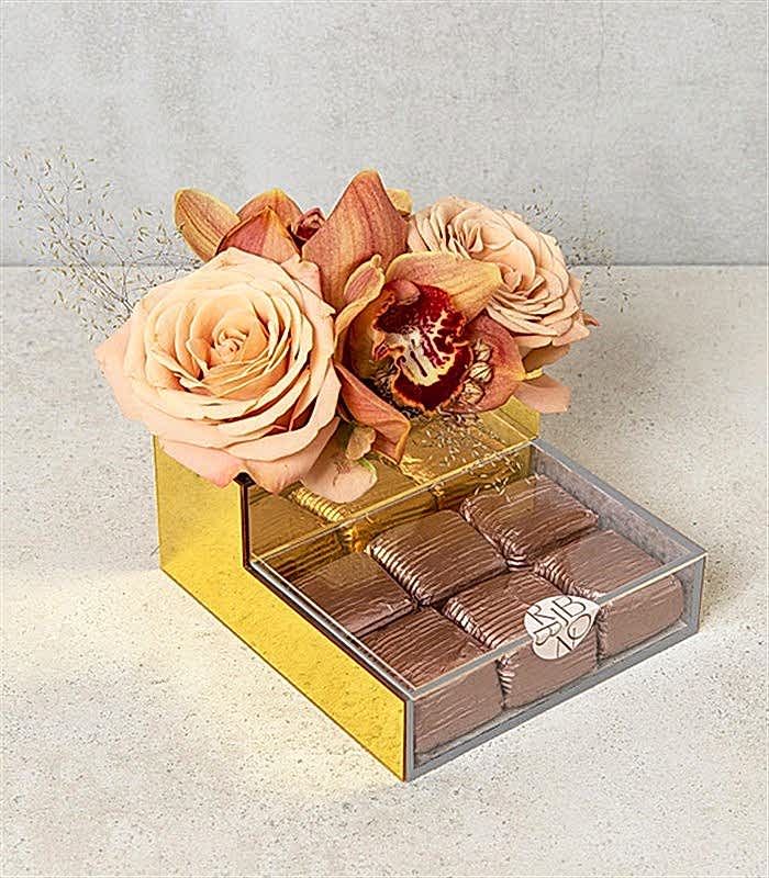 Cappucino Çiçekli Mini Çikolata Tepsisi