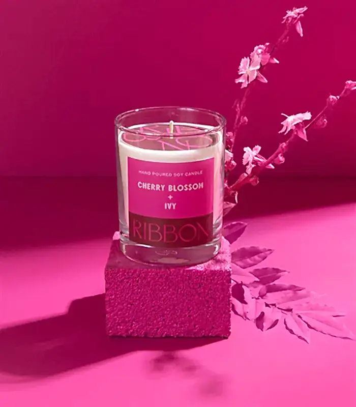 Cherry Blossom + Ivy Mum Kuru Çiçek Çantalı Hediye Seti