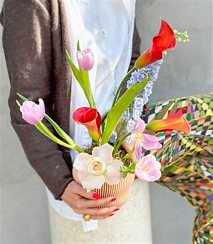 Conch Shell Somon 3D Printed Saksıda Turuncu Gala Lila Lale Aranjman