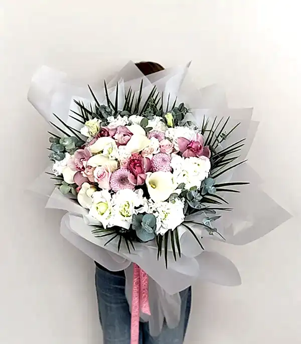 Deluxe Ailelerimiz Tanışıyor Söz Buketi Beyaz Gala Pembe Gül