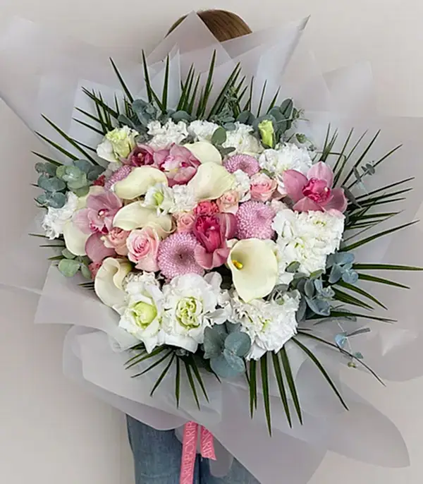 Deluxe Ailelerimiz Tanışıyor Söz Buketi Beyaz Gala Pembe Gül