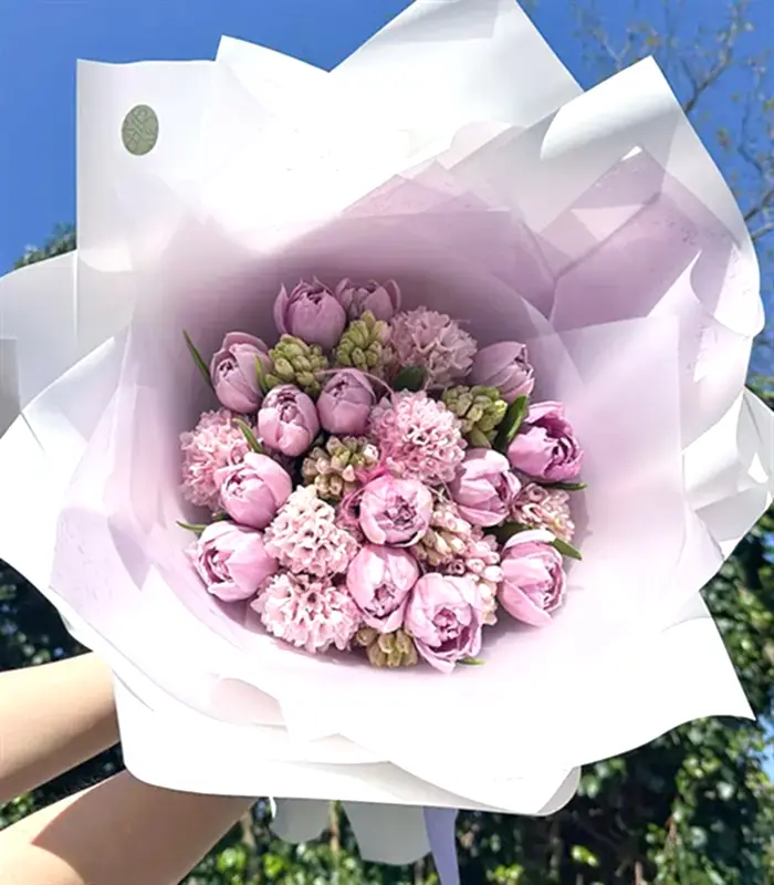 Dream Lila Lale Pembe Sümbül Buketi