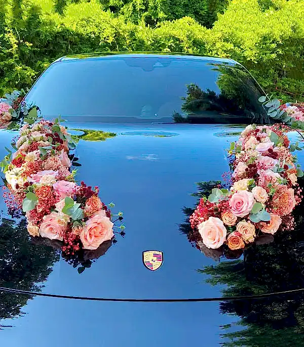 Gelin Arabası Süsleme Pembe Somon Çiçekler