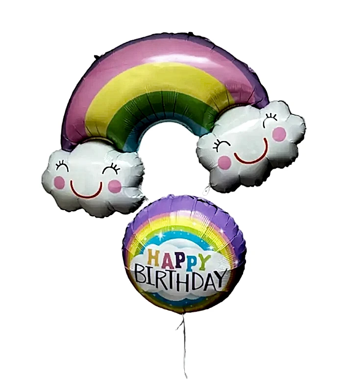 Gökkuşağı Happy Birthday 2Li Uçan Balon Seti