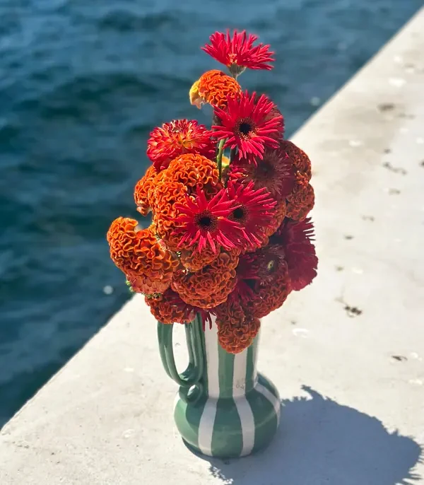 Golden Horn Yeşil El İşi Seramik Sürahi Vazo Aranjmanı