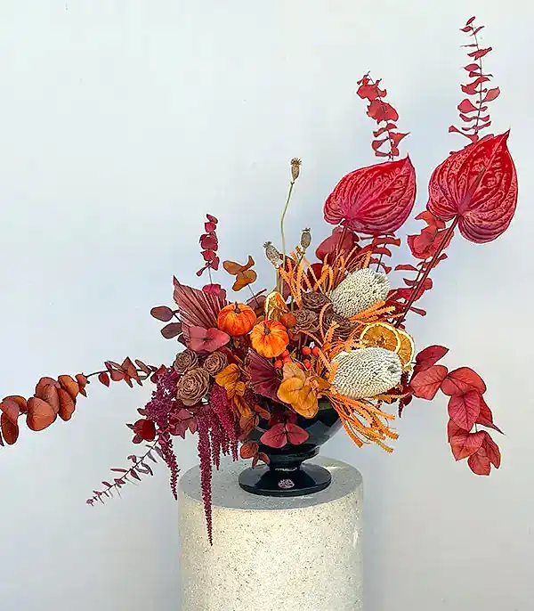 Harvest Glow Siyah Cam Vazoda Kuru Çiçek Aranjmanı