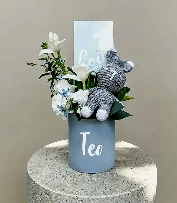 İsme Özel Its a Boy Yenidoğan Bebek Tebrik Mini Aranjman