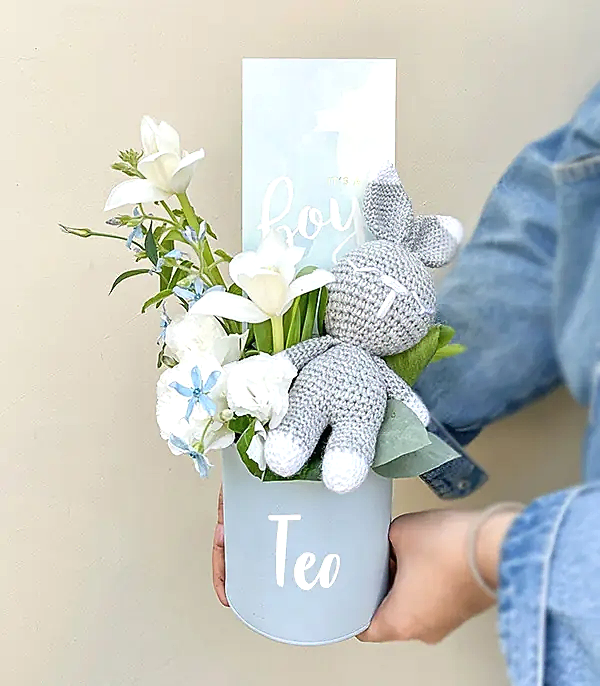 İsme Özel Its a Boy Yenidoğan Bebek Tebrik Mini Aranjman