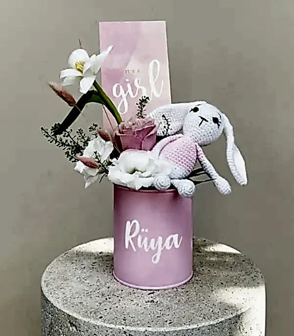İsme Özel Its a Girl Yenidoğan Bebek Tebrik Mini Aranjman