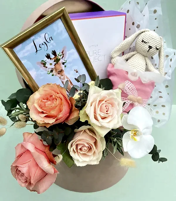 İsme Özel Miela Kids & Pure Project Yeni Doğan Bebek Hediye Kutusu Kız Somon