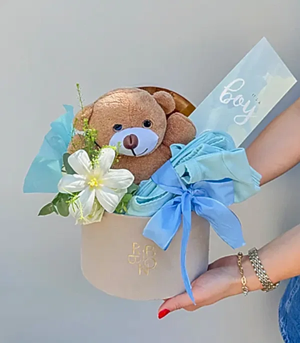 Its a Boy Mini Peluş Ayıcıklı Yenidoğan Bebek Tebrik Kutusu