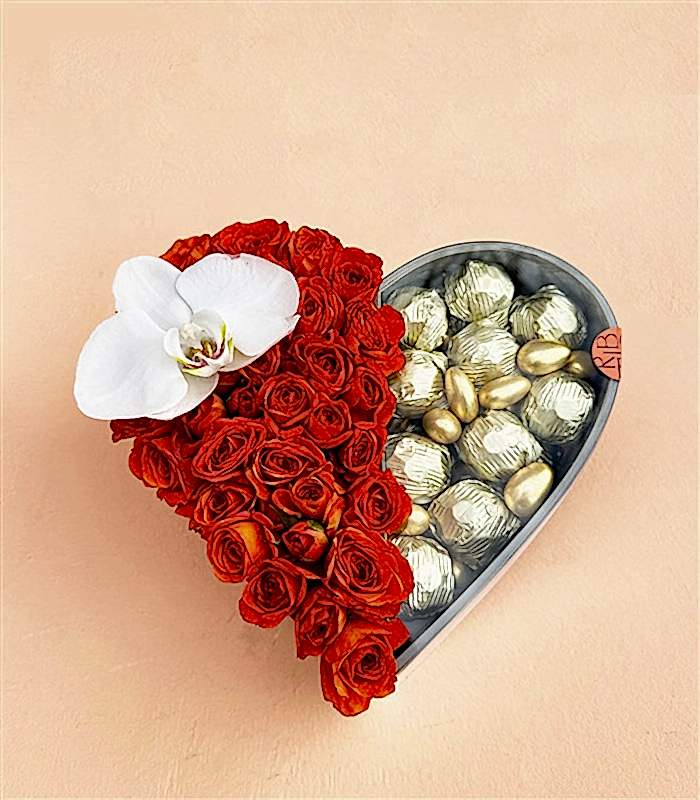 Kalp Çikolata Kutusu 22Li Yıldız Turuncu Grand Deluxe