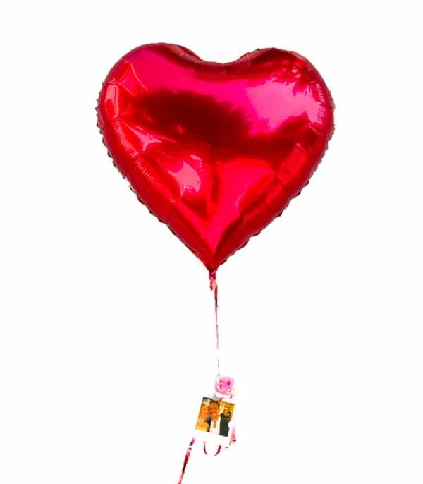Kişiye Özel Instax Polaroid Fotoğraflı Kırmızı Uçan Kalp Balon 60 cm