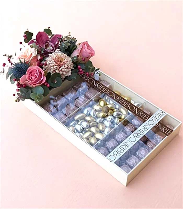 Krem Kahverengi Grand Deluxe 28Li Badem Draje Çikolata Tepsisi