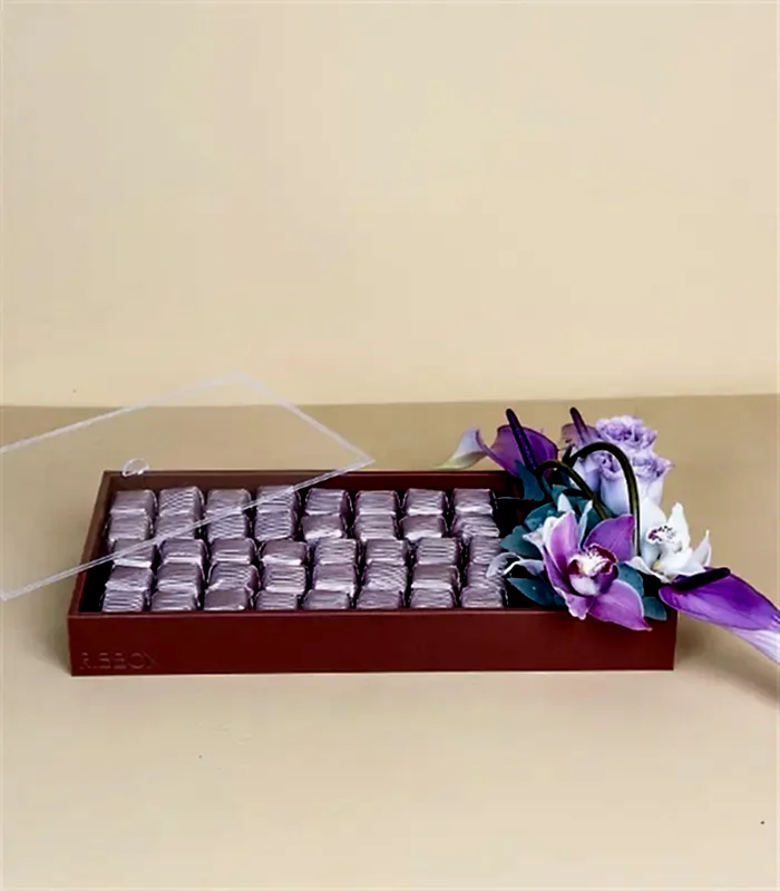 Lila Royal Deluxe Deri Tepside 80Li Çikolata Tepsisi