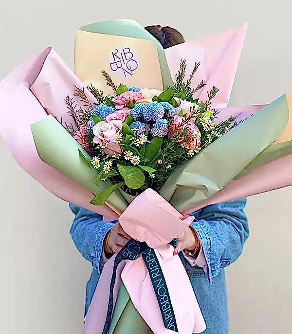 Luana Pembe Kayısı Gül Unicorn Krizantem Mini Buket