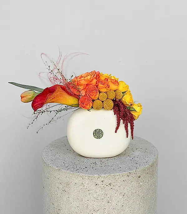 Maple Mini Seramik Vazoda Turuncu Sonbahar Aranjmanı