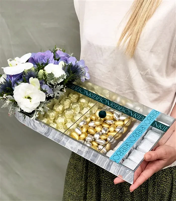 Mavi Gold Grand Deluxe 28Li Badem Draje Çikolata Tepsisi