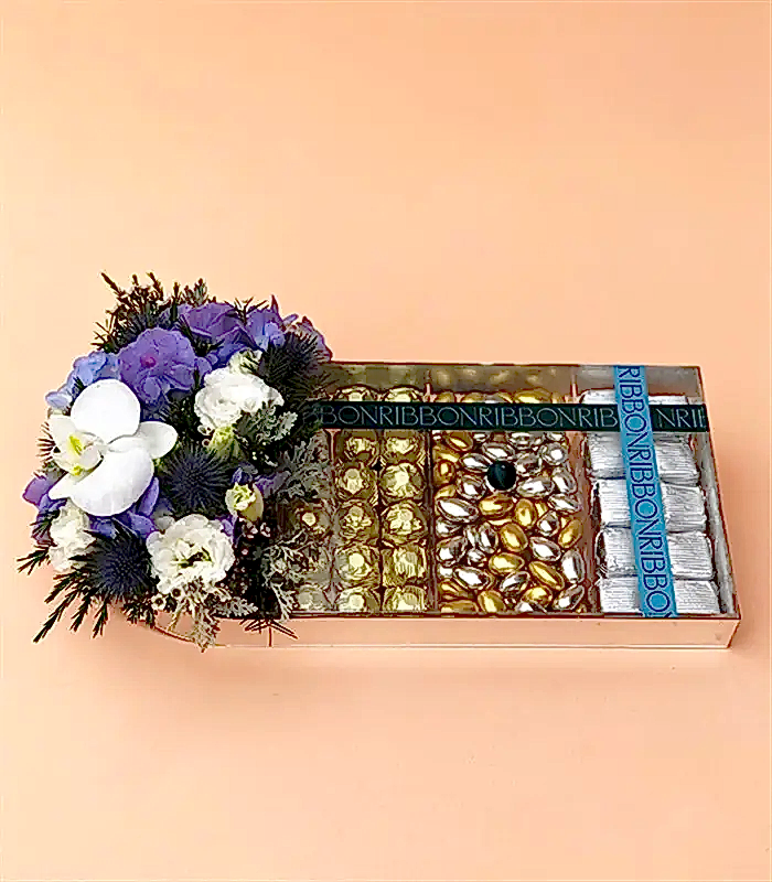 Mavi Gold Grand Deluxe 28Li Badem Draje Çikolata Tepsisi