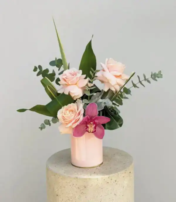 Mini Pembe Gül Orkide Aranjmanı