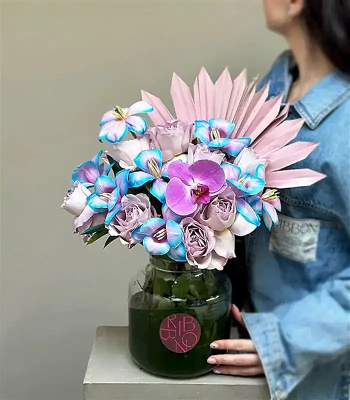 Mirage Deluxe Unicorn Lale Lila Gül Vazo Aranjman