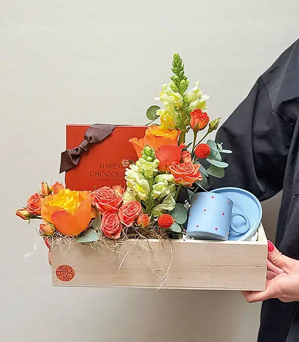 Öğretmenler Günü Harem Chocolate Türk Kahvesi Fincanı Turuncu Hediye Kutusu