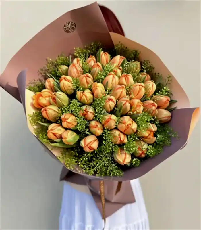 Orange Spirit Grand Deluxe 41 Turuncu Lale Buketi