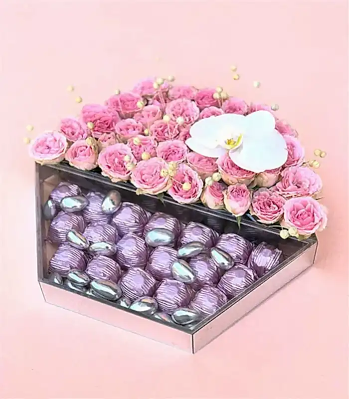 Pembe Deluxe Yıldız Altıgen Ayna Çikolata Tepsisi