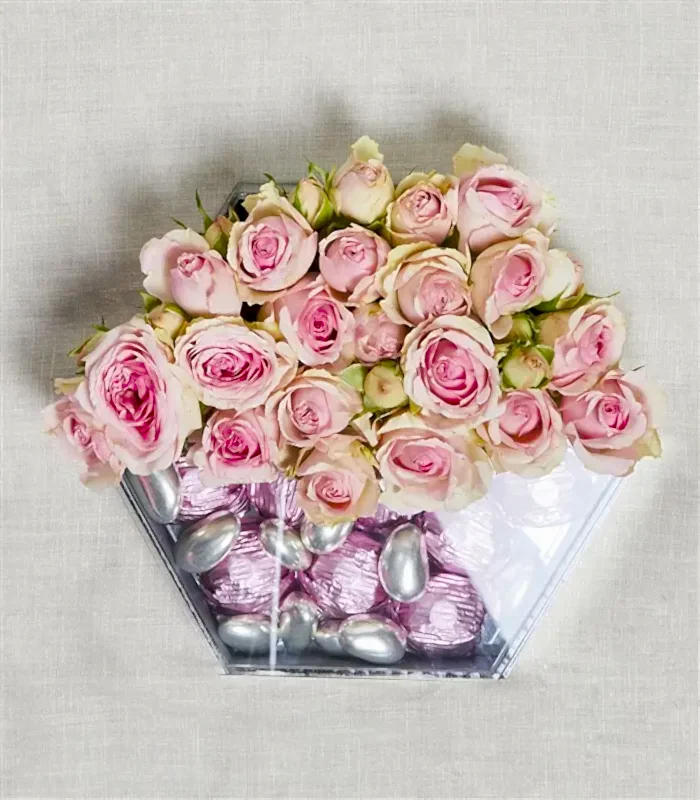 Pembe Luxe Yıldız Altıgen Ayna Çikolata Tepsisi