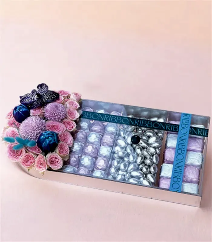 Pembe Silver Grand Deluxe 28Li Badem Draje Çikolata Tepsisi