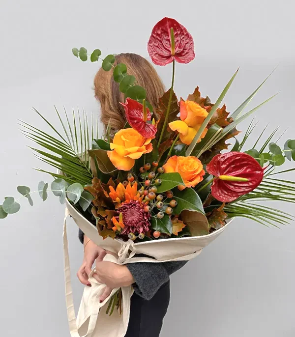 Promise Deluxe Kanvas Çiçek Taşıma Çantasında Sonbahar Buketi