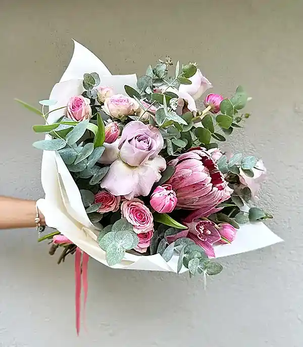 Queen Protealı Lila Pembe Buket Limited Edition
