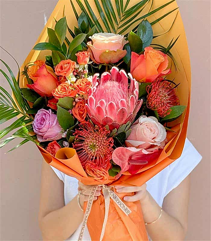 Queen Protealı Turuncu Buket Limited Edition