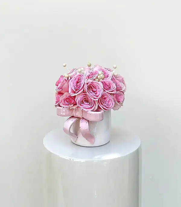 Ribbon Bow Pembe El İşi Seramik Mug Mini Aranjman