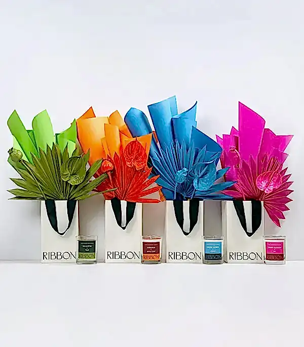 RIBBON Color Series Cam Mum Kuru Çiçek Çantalı Hediye Seti 4Lü