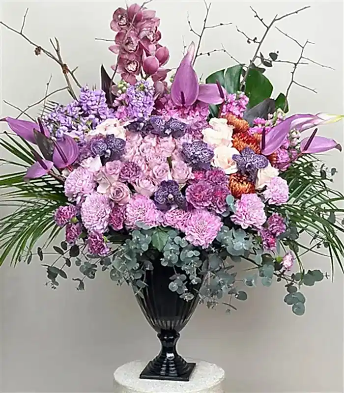 Sagittarius Lila Royal Deluxe Vazo Çiçek Aranjman