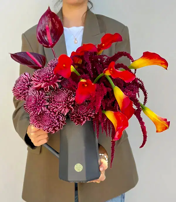 Seasons Pour Seramik Antrasit Sürahi Vazoda Sonbahar Aranjmanı