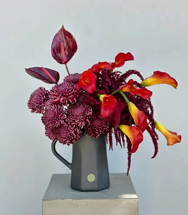 Seasons Pour Seramik Antrasit Sürahi Vazoda Sonbahar Aranjmanı