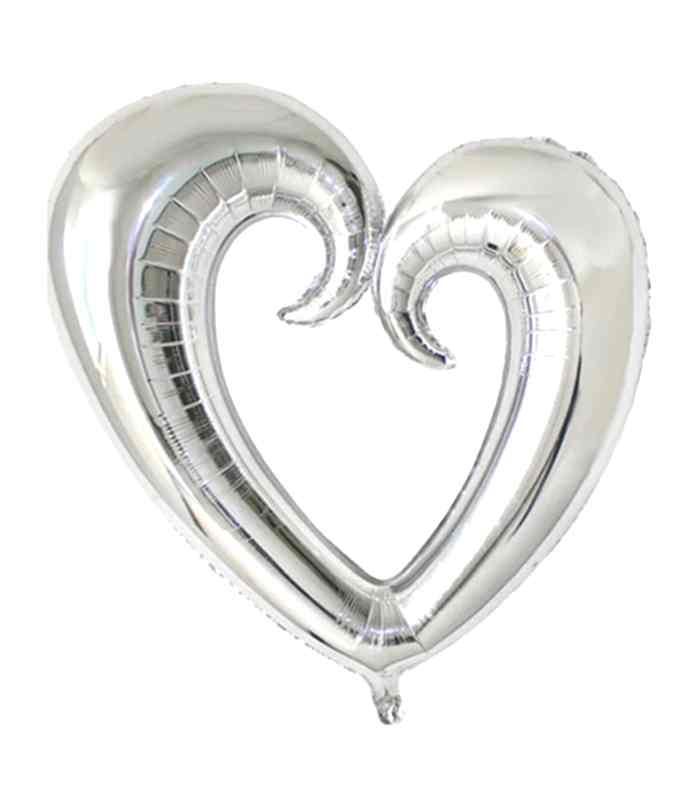 Silver Uçan Kalp Balon 100 cm