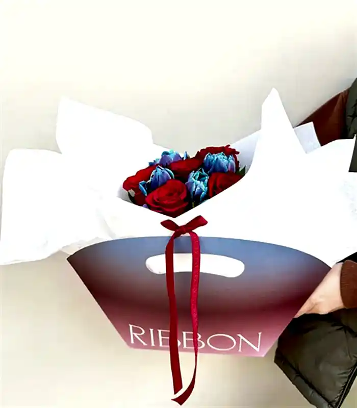 Sunset Lover Sky Çantada Kırmızı Gül Galaksi Lale