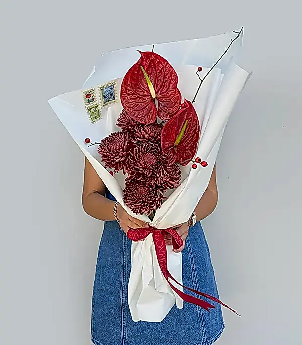 Topkapı Bloom Stamp Bordo Antoryum Anastasya İstanbul Buketi