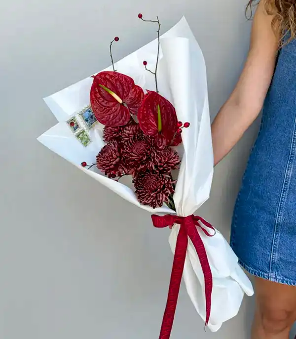 Topkapı Bloom Stamp Bordo Antoryum Anastasya İstanbul Buketi